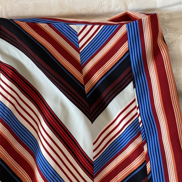 NWT Topshop Retro Vintage-look Multi Stripe Midi Skirt with Slit and Zipper - Picture 3 of 9